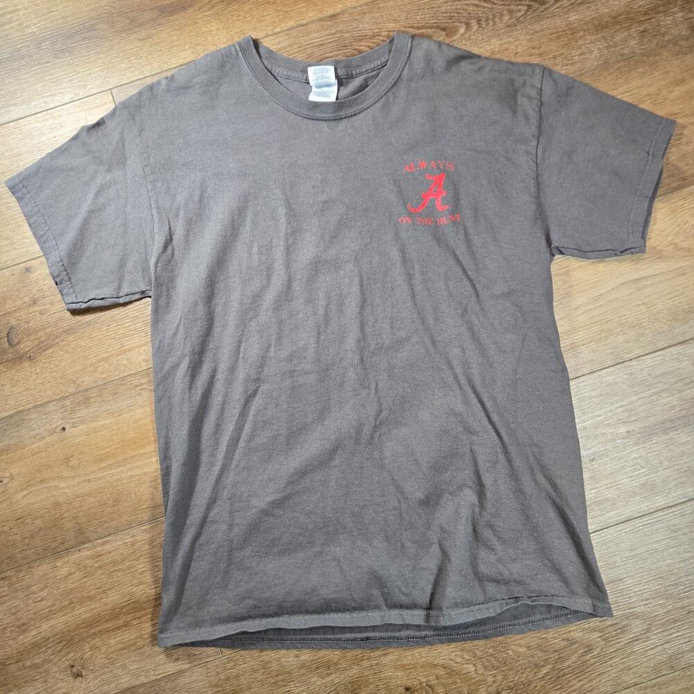 Y2K Alabama Crimson Tide Shirt L Red Gildan Rare Always On The Hunt NCAA Tee - Picture 2 of 8